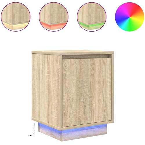  Noćni ormarići s LED svjetlima 2 kom boja hrasta 38x34x50 cm Slike