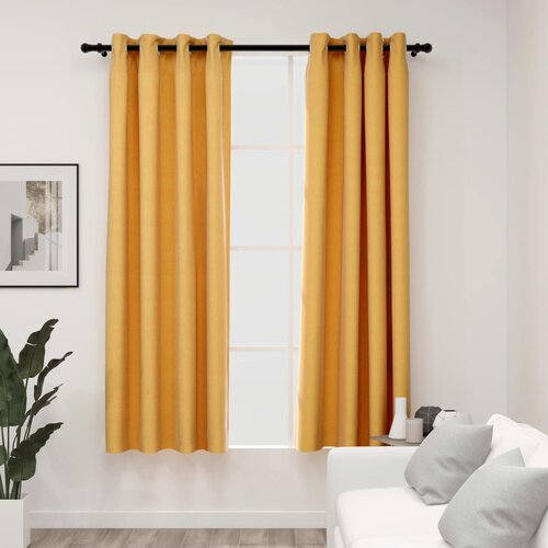 vidaXL Zavjese za zamračivanje s prstenima 2 kom žute 140 x 175 cm Cijene
