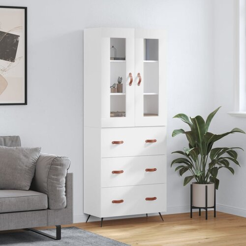  Visoka komoda bijela 69,5x34x180 cm konstruirano drvo Slike