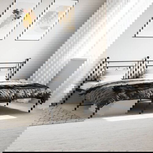VidaXL Metalni okvir za krevet s uzglavljem crni 180x200 cm Slike