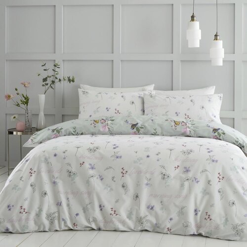 Catherine Lansfield Svijetlo zelena posteljina za bračni krevet/za produženi krevet 230x220 cm Songbird &amp;ndash; Slike