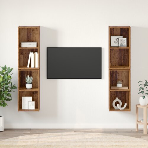 VidaXL Stenski TV kabinet 4 pcs Staro les 37 x 37 x 72 cm Slike