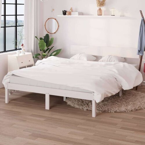  Okvir za krevet od masivne borovine bijeli 160 x 200 cm Slike