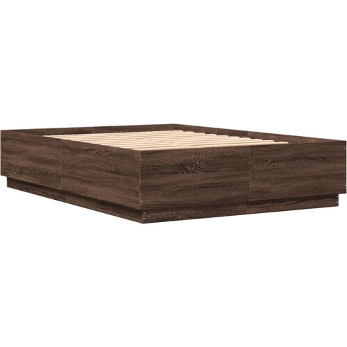 VidaXL Posteljni okvir rjav hrast 150x200 cm inženirski les, (21095095) Slike