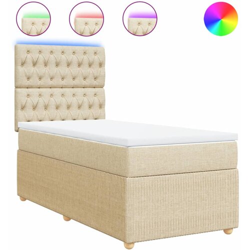 vidaXL Box spring postelja z vzmetnico krem 100x200 cm blago, (21307790) Cene