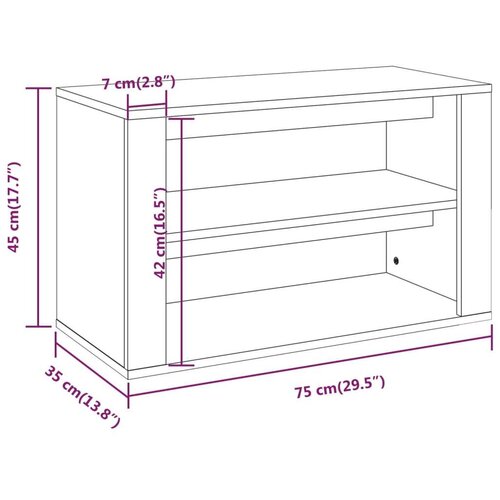 VidaXL stalak za cipele crni 75 x 35 x 45 cm od konstruiranog drva Slike