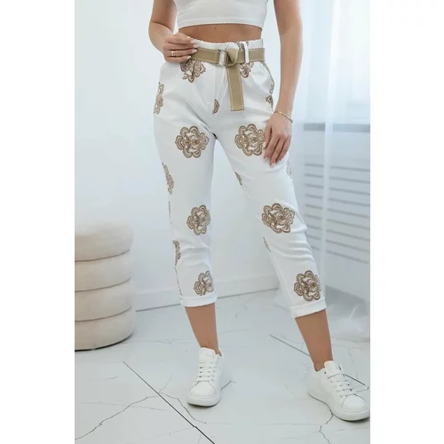 Kesi White viscose trousers with print