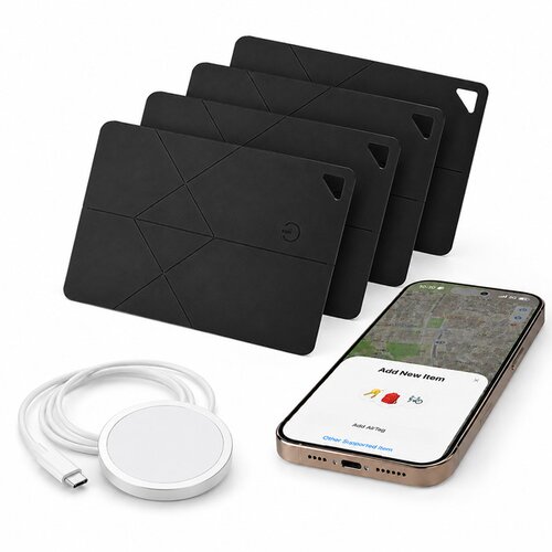 VYZIO Komplet 4 pametnih sledilnih kartic za denarnico in prtljago, IP67 vodoodporne, brezžično polnjenje, Apple Find My/Android Find Hub | F4INDMEPRO, (5000265844) Cene