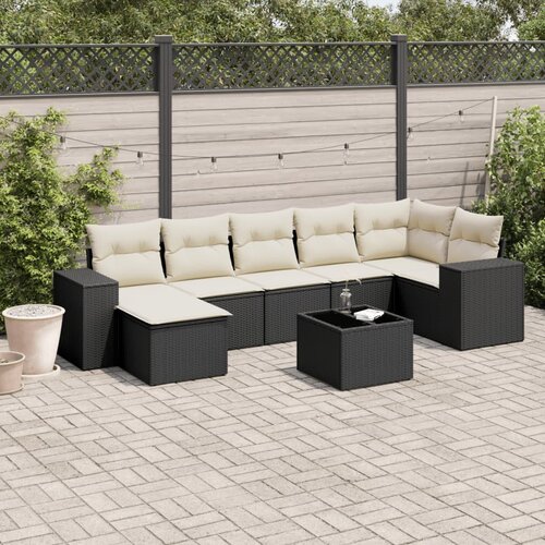  8-dijelni set vrtnih sofa od poliratana s jastucima crni Cijene