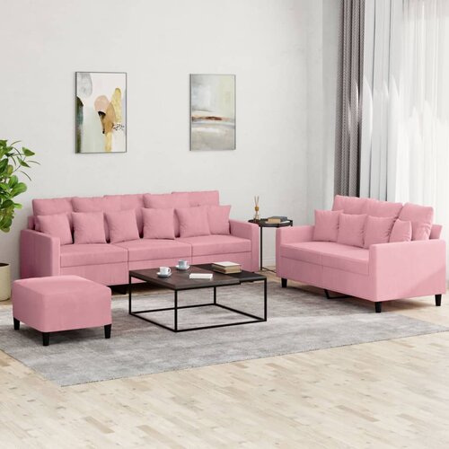  3-dijelni set sofa s jastucima ružičasti baršunasti Cene