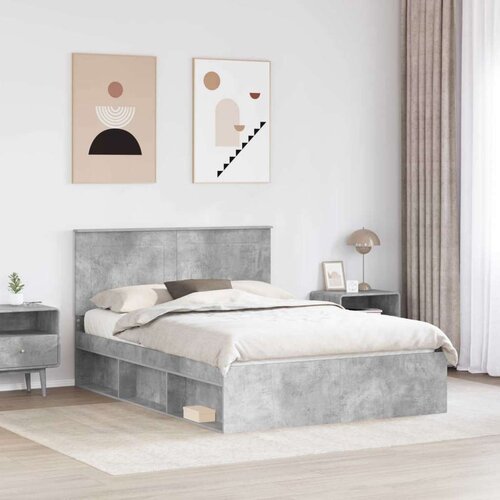  Okvir za krevet s uzglavljem Betonska siva 150 x 200 cm Slike