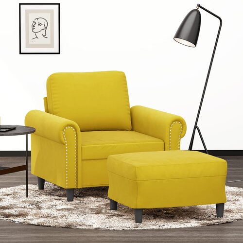  The Living Store Fotelj s stolčkom za noge rumen 60 cm žamet - Kavč S Stolčkom Za Noge, (21485121) Cene