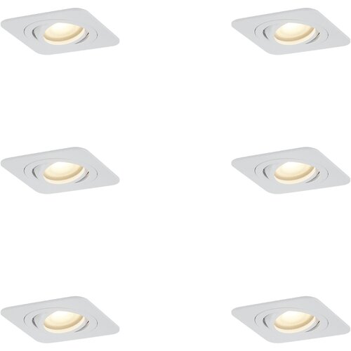 QAZQA Komplet 6 okroglih vgradnih reflektorjev bel GU10 50 mm vrtljivih in nagibnih IP44 - Alberto Slike