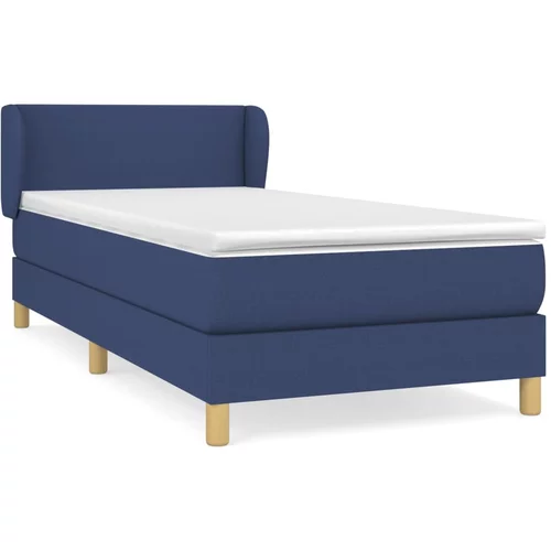 vidaXL Box spring postelja z vzmetnico modra 100x200 cm blago, (20726976)