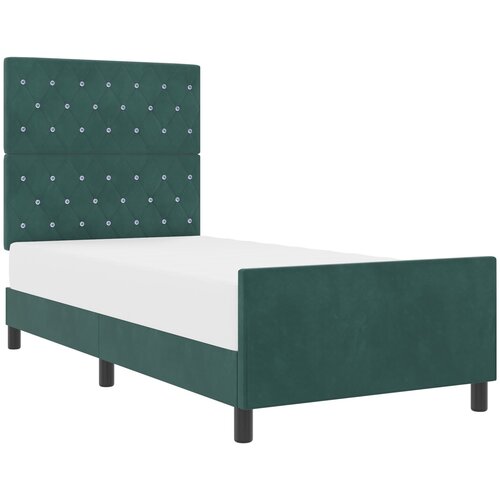 vidaXL spring krevet Tamnozelena 90 x 200 cm Baršun - Tamnozelena 90 x 200 cm Kristal s dugmadima Cene