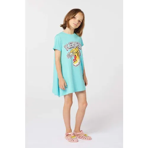 Kenzo Kids Dječja pamučna haljina mini, ravna