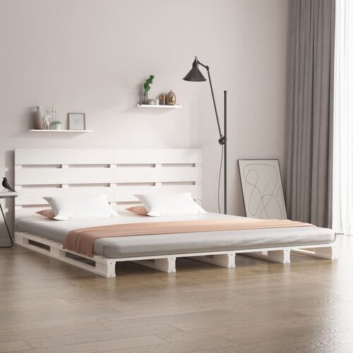  The Living Store Posteljni okvir bel 120x200 cm trdna borovina - Posteljni Okvir, (21455811) Slike
