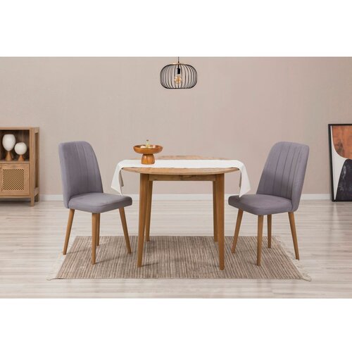 Woody Fashion vina 0701 - atlantic pine, grey atlantic pinegrey extendable dining table & chairs set (3 pieces) Cene