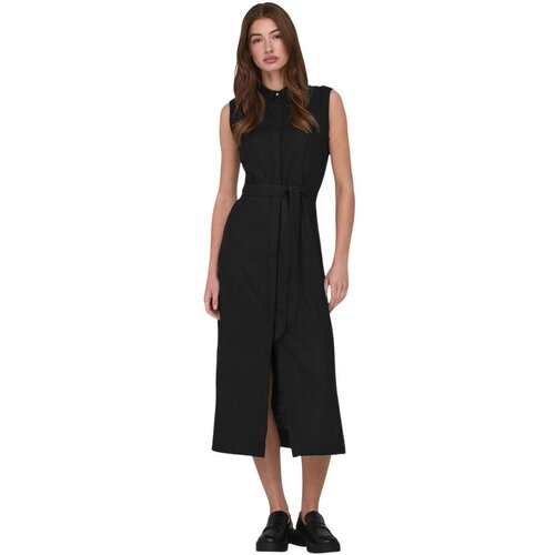 Only Dolge obleke Onlgoa Sl Linen Bl Shirt Dress Cc Pnt 15363697 Črna Cene