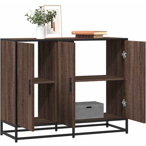 VidaXL Komoda rjavi hrast 94x35x76 cm inženirski les Slike