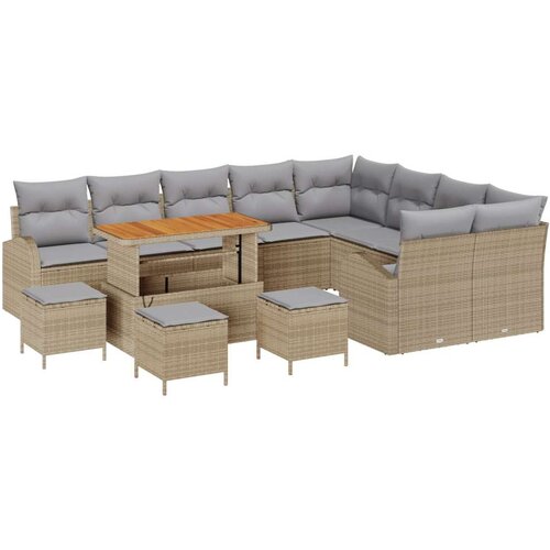  Set od 13 komada vrtnih sofa s jastučićima bež poli ratan akacija set od 4 komada vrtnih jela s jastučićima bež poli ratan akac Cene