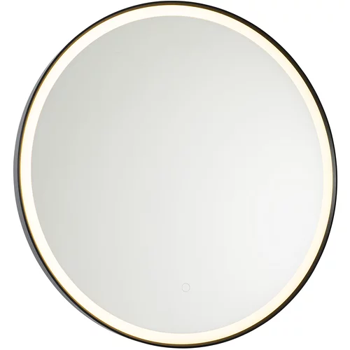 QAZQA Črno kopalniško ogledalo 70 cm z LED z zatemnitvijo na dotik - Miral