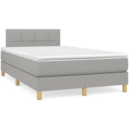vidaXL Boxspring postelja z vzmetnico svetlo siva 120x190 cm blago Cene