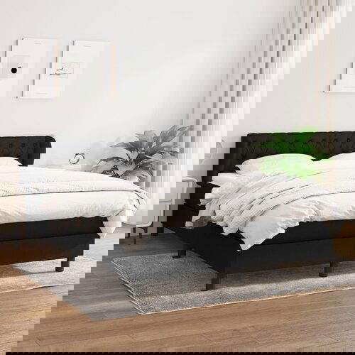 VidaXL Krevet s oprugama i madracem crni 140x200 cm od tkanine Slike