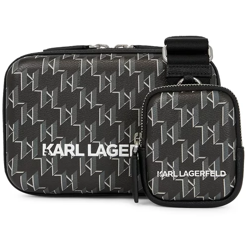 Karl Lagerfeld Torba za čez ramo temno siva / črna / bela