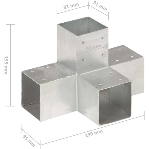 VidaXL spojnik za stupove u x-obliku od pocinčanog metala 91 x 91 mm Slike