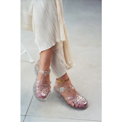 NİŞANTAŞI SHOES Anderline Transparent Glittering Belt Detail Women's Sandals