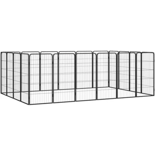 vidaXL Ograda za pse s 20 panela crna 50 x 100 cm čelik obložen prahom