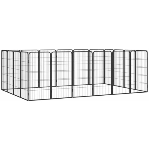 vidaXL Pasja ograda z 20 paneli črna 50x100 cm prašno barvano jeklo