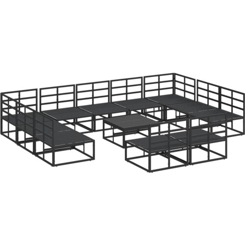 VidaXL Vrtna sedežna garnitura 12 pcs Črna 70 x 70 x 32 cm Aluminij Slike