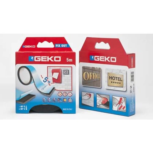 Geko fix out dvostruko lepljiva traka crna 25mm x 5m Cene