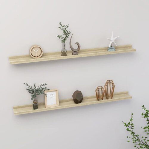 VidaXL Stenske police 2 kosa sonoma hrast 100x9x3 cm Slike