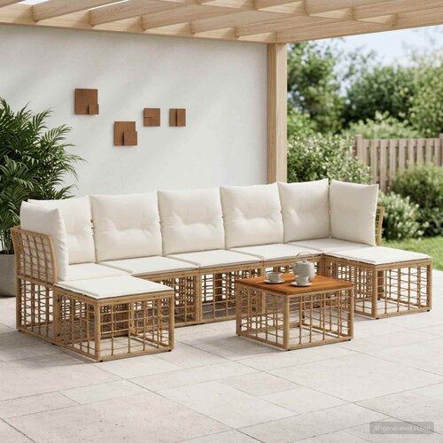  Set vanjskih sofa 8 kom. Prirodna i krema bijela Poliester Cene