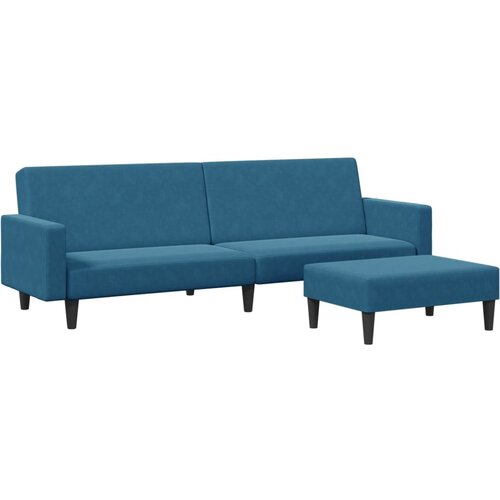 Maison Chic kavč - Sofa - Kanape dvosed z ležiščem in stolčkom za noge moder žamet, (21727822) Cene