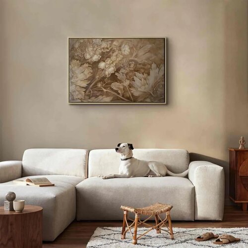  Slika - Floral Ornaments Carved in Delicate Sepia and Brown Shades 120x80 Cene