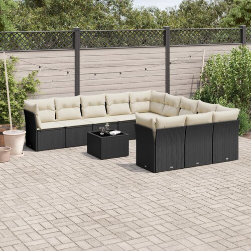  12-dijelni set vrtnih sofa od poliratana s jastucima crni Cijene