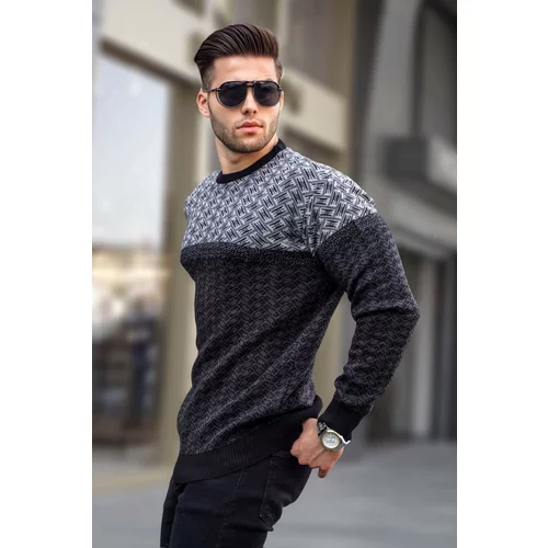 Madmext Black Patterned Men's Knitted Sweater 5977