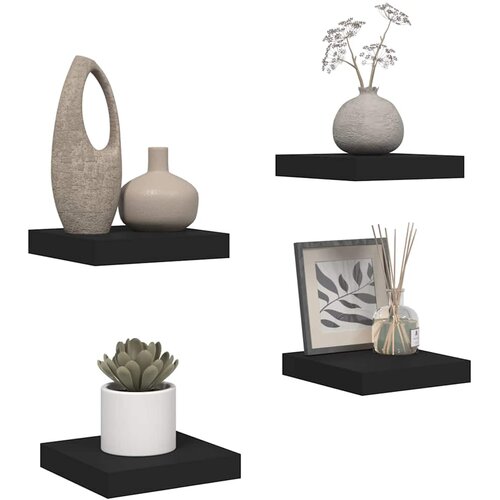  Plutajuće zidne police 4 kom crne 23 x 23,5 x 3,8 cm MDF Slike