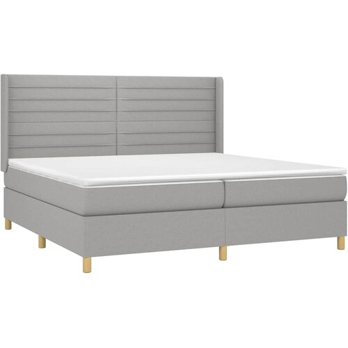  Krevet s oprugama i madracem svjetlosivi 200 x 200cm od tkanine Slike