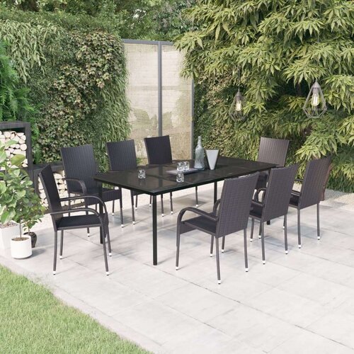  9-dijelni vrtni blagovaonski set crni Cijene
