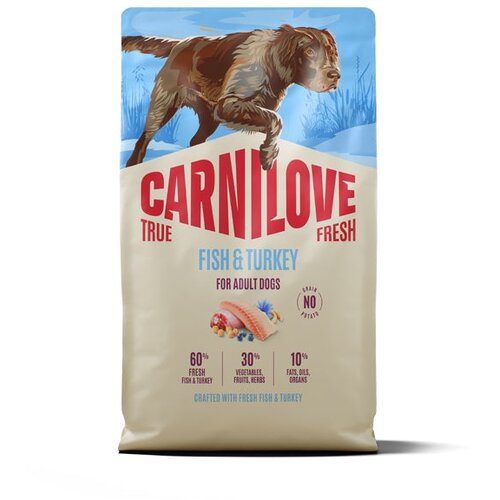 Carnilove Dog True Fresh Adult, briketi - riba in puran 4 kg Cene