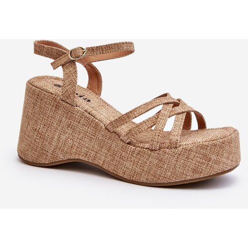 Kesi Beige platform and wedge sandals Oporia Cijene