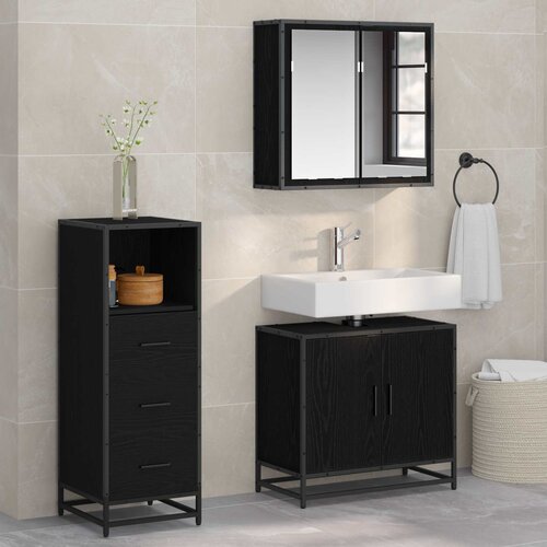  Set namje&scaron;taja za kupaonicu 3 kom. Crni hrast 65 x 33 x 60 cm Cijene