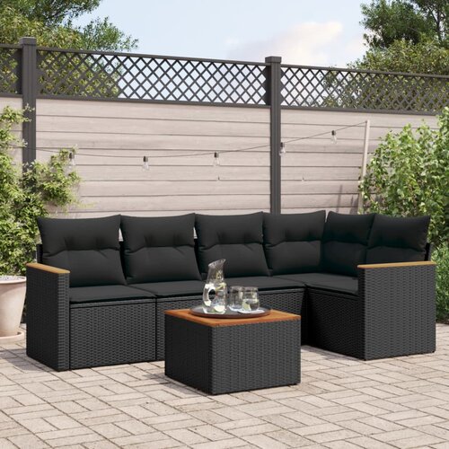  6-dijelni set vrtnih sofa s jastucima crni od poliratana Cijene