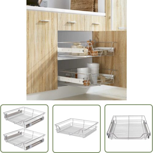 The Living Store Izvlečne košare mrežaste 2 kosa 600 mm srebrne - Žična Košara, (21745055) Cene