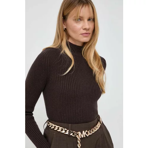 Michael Kors Vuneni pulover za žene, boja: smeđa, s poludolčevitom